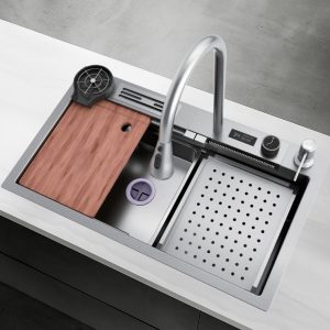 BACHA DE COCINA INTELIGENTE CON GRIFERÍA Y ACCESORIOS 75x46x22 CM